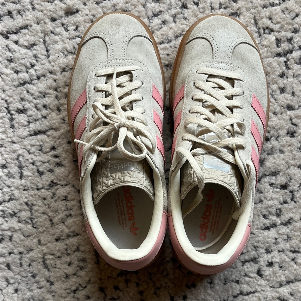 Adidas Cream and Pink Platform Sneakers - Picture 2 of 7